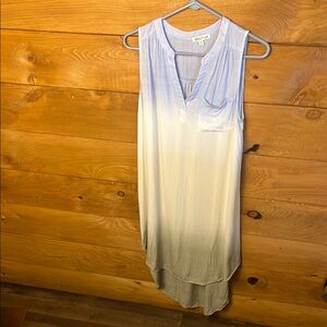 Tassels N Lace Blue White Gray Sleeveless Ombre Dress M Midi Summer Casual Enent